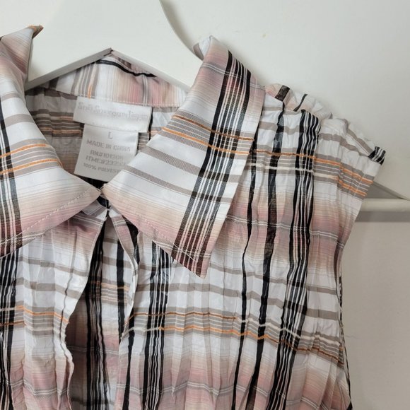 Soft Surroundings Sleeveless Crinkle Button-Up Top Size L - Picture 8 of 8